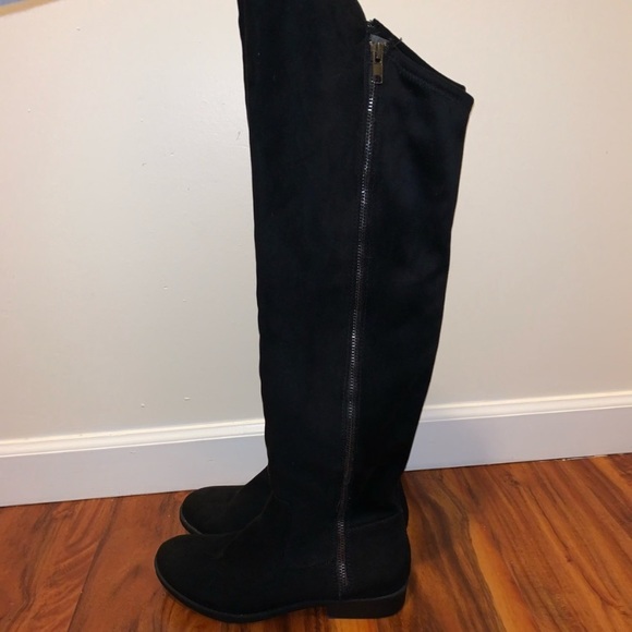 Over the Knee Black Suede Boots - Picture 3 of 4